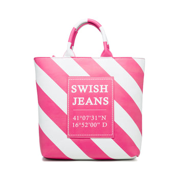 Shopping bag fucsia e bianca con tracolla Swish Jeans Luisa, Borse e accessori Donna, SKU b515000283, Immagine 0
